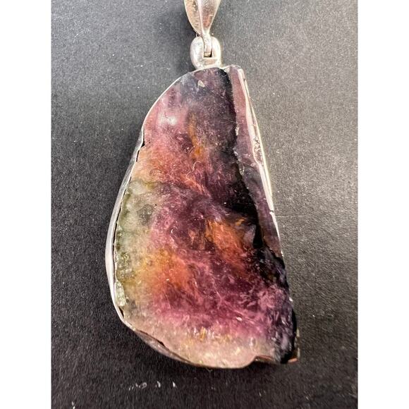 NEW Watermelon multi tourmaline sterling silver pendant 7.91 grams - Picture 3 of 11